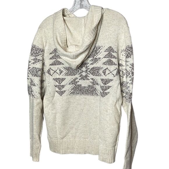 American Eagle Men’s Beige Fair Isle Hooded Sweater. Size Small. - Picture 7 of 8